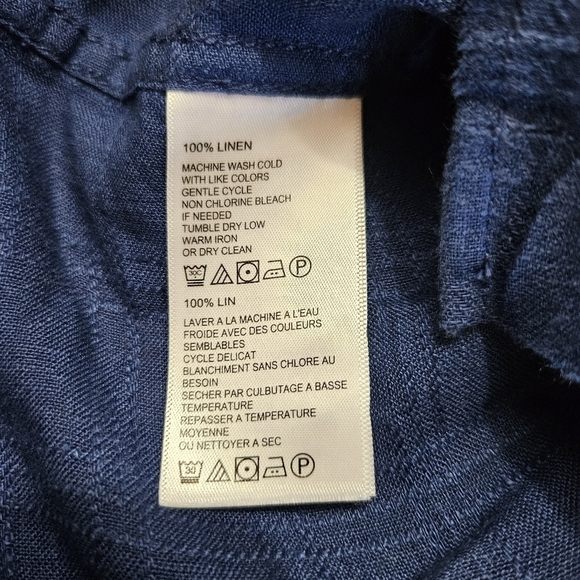 Tommy Bahama 100% Linen Long Sleeve Button Up Shirts Navy Size Large - Picture 4 of 9